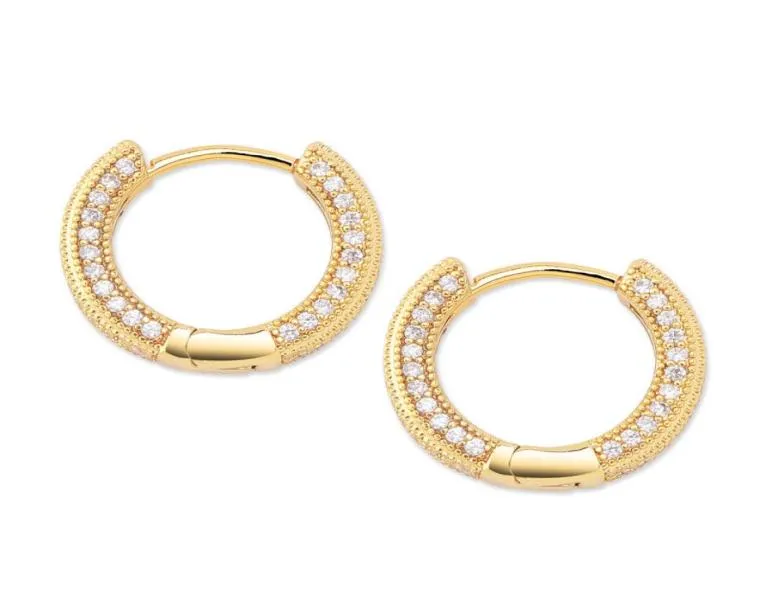 New Style Huggie Hoop Earrings ICED OUT Full Cubic Zircon Bling Men and Women Hip Hop Jewelry4290234