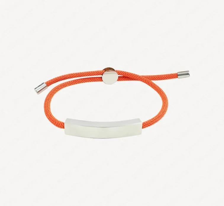 Bracelet à breloques d'identification plaqué or blanc 18 carats pour femmes, bracelets en corde de chanvre en acier inoxydable, accessoires de mode pour hommes et femmes W4781242