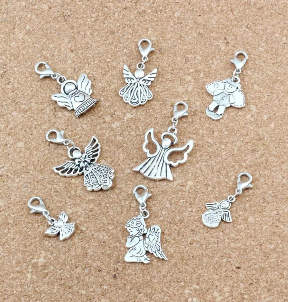 80pcs Mixed Angel Floating Lobster Clasps Religion Charm Beads For Jewelry Making Bracelet Necklace Findings 8 Styles A501b8156629