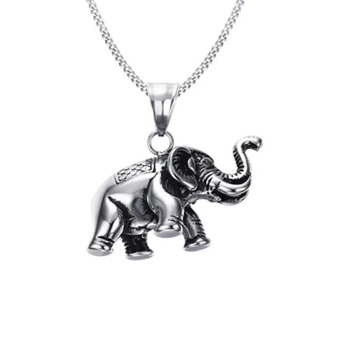 Hip -Hop -Stil Edelstahl Elefant Guss Anhänger Halskette BXG024 Persönlichkeit Charme Dangle Kette Schmuck Fashion Punk Rock AC669793