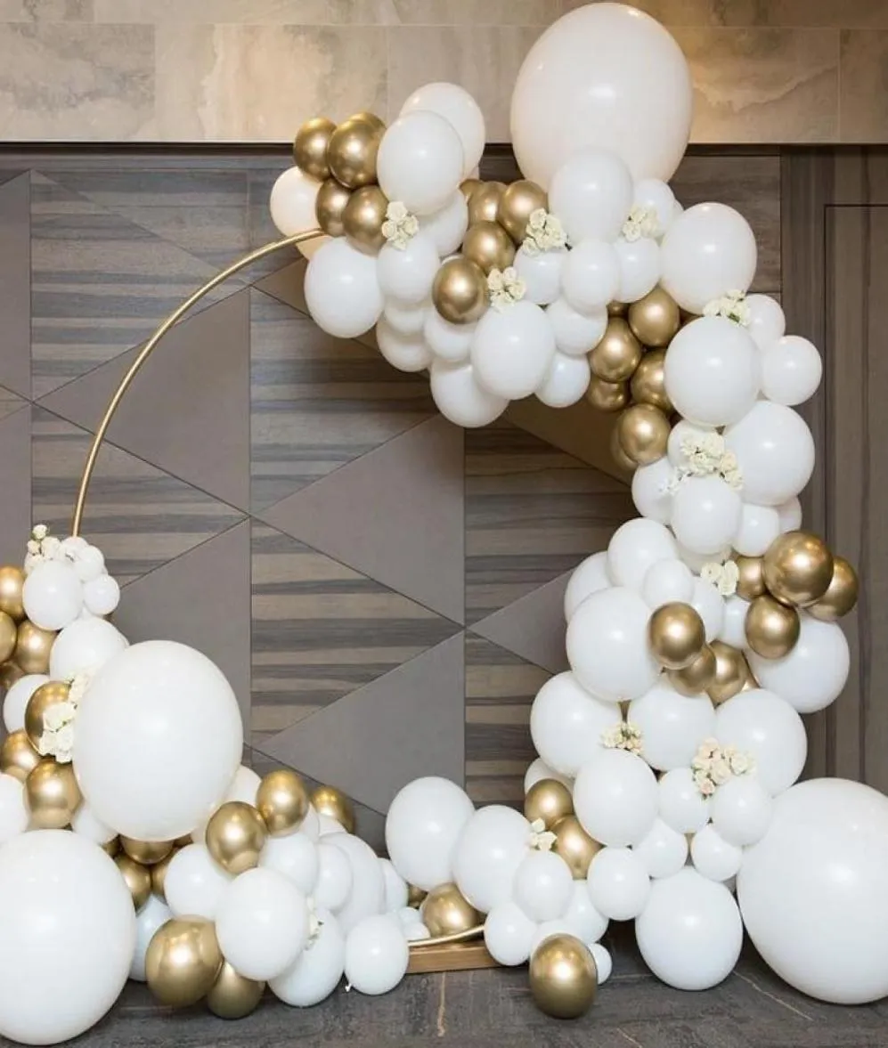 116PCSSET MATTE VIT GOLD METALLISKA BALLOONER Garland Arch Kit Baby Shower Wedding Birthday Party Chrome Balloon Decoration Kids F5914336