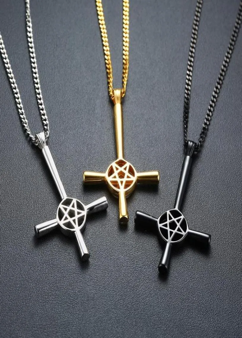 Hanger Kettingen ZORCVENS 2021 Omgekeerde Penram Ster Ketting Voor Mannen Rvs Lucifer Satan Mannelijke Sieraden4384654