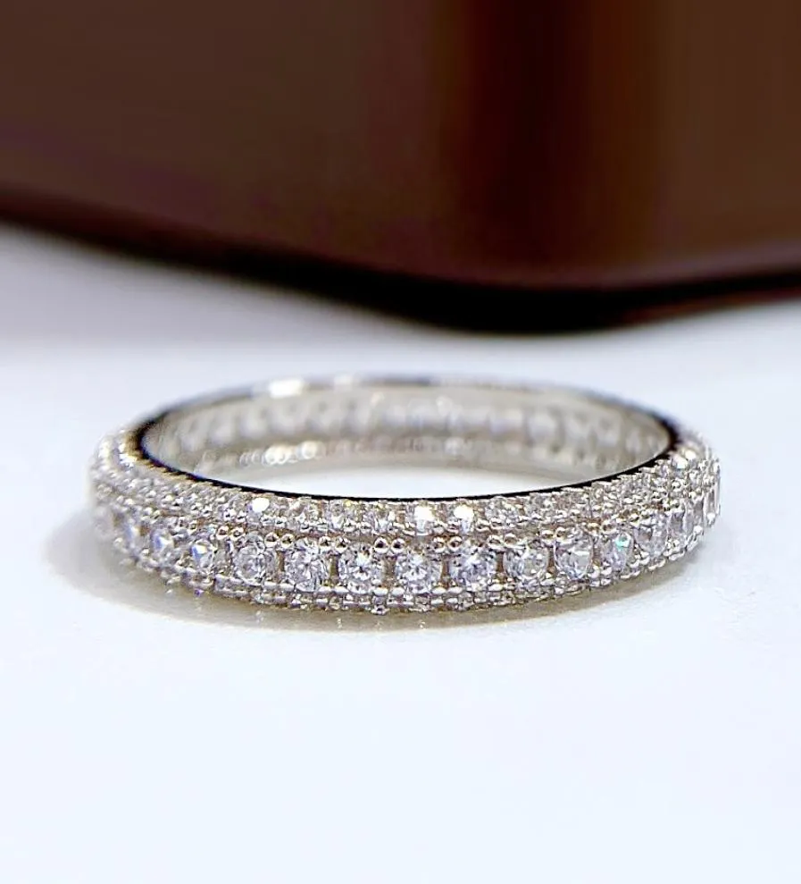 Eternity Micro Pave Moissanit Diamant Ring 100 Original 925 Sterling Silber Ehering Ringe für Damen Herren Versprechen Schmuck7390433