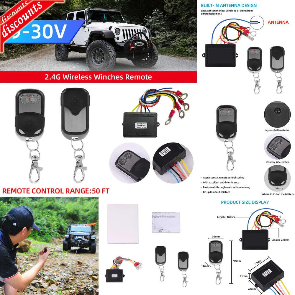 Novas outras peças de automóvel 2 unidades de controle remoto DC9V-30V Guincho de recuperação de reconhecimento sem fio Controle remoto para caminhão / Jeep SUV ATV Guincho Avisar Ramsey (6.8