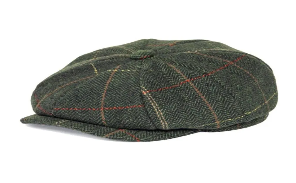 Feinion Newsboy Cap for Men Women 50 Wool Tweed Flat Caps HerringBone Cabbies Driver Hat Green Yellow 068 T2009115170678