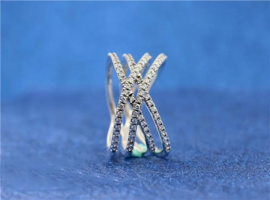 Toptan-C Lines 925 STERLING Gümüş Yüzük İç içe CZ Pırlanta Kişilik Moda, Box Lady Ring ile Mücevherat için Uygulanabilir