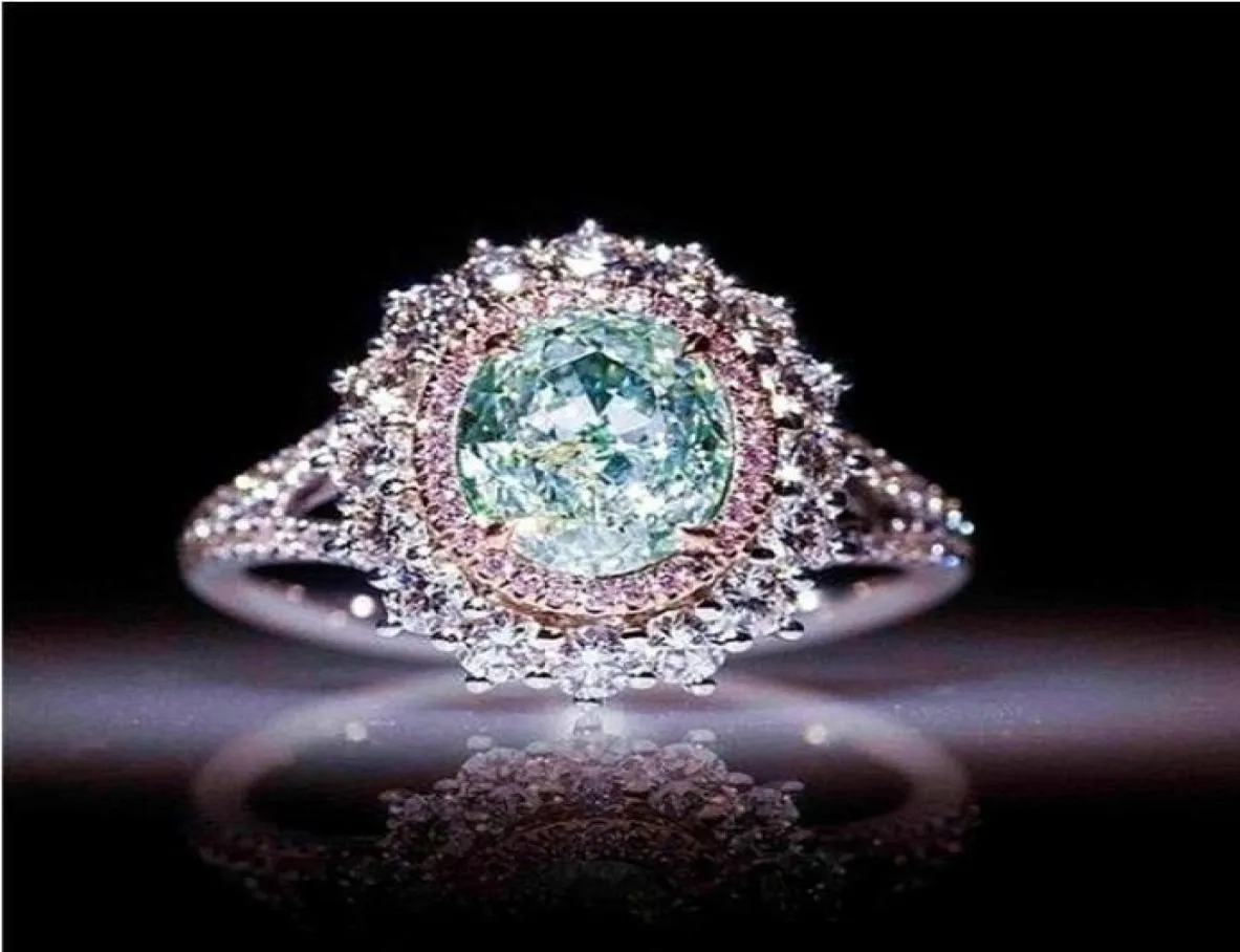 Ny Pink Crystal CZ Women Rings Högkvalitativa klassiska damer Förlovningsgäster Kvinnliga inlagda gröna Topaz -ringar Hela juden8057419