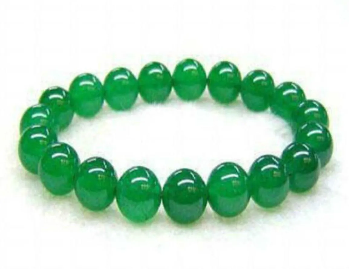 8mm Emerald Pearl Elastic Armband för Green Malay Jade0122735650