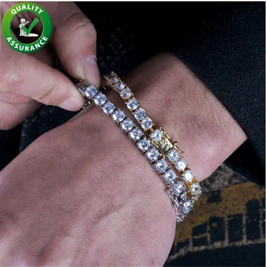 Lyxdesigner smycken herrarmband isade ut kedjor diamant tennisarmband hiphop smycken män 18k guld pläterad armband för kärlek231a