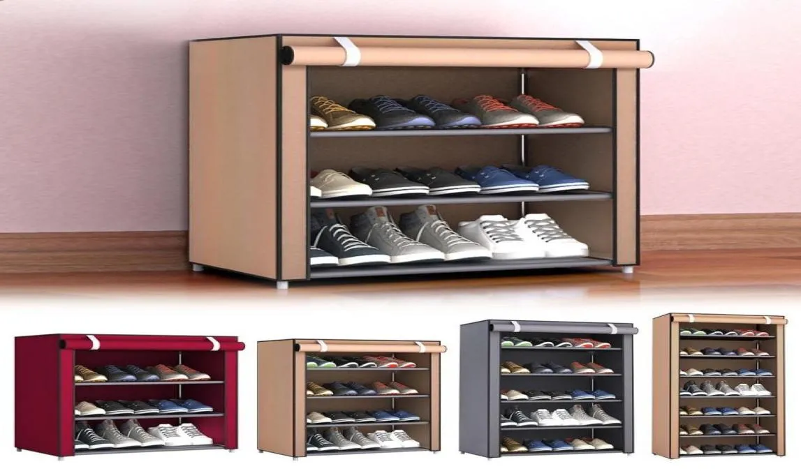 Multi Tiers Dust Proof Portable Steel Stapelbar förvaring Nonwoven Fabric Shoe Stands Organizer Closet Home Holder Shelf Cabinet 204861575
