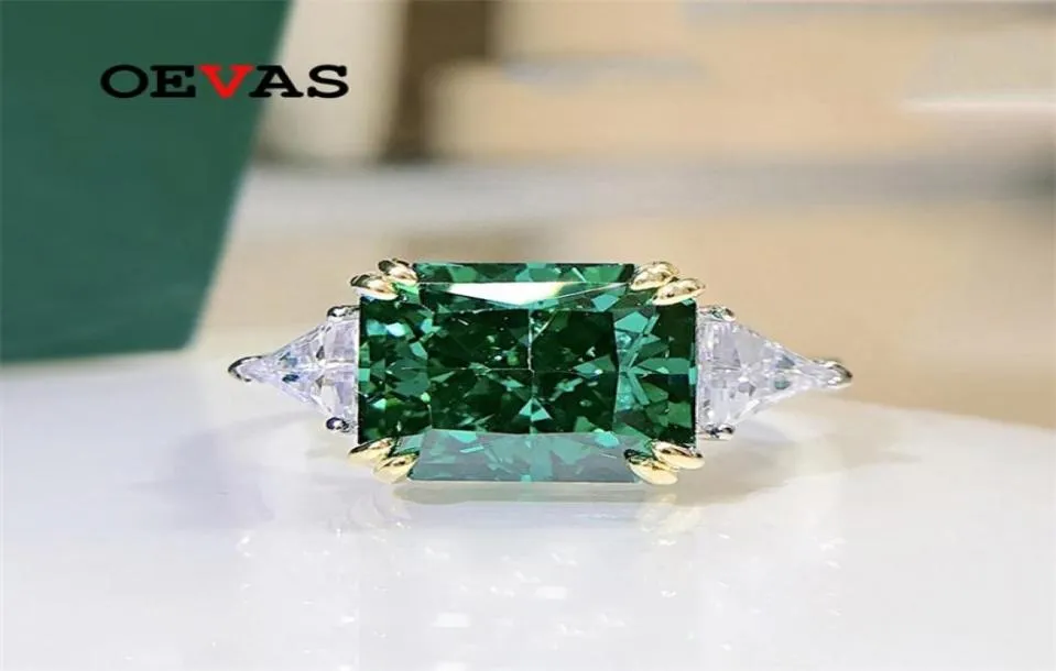 OEVAS 100 пробы 925 пробы серебро 10 10 мм изумрудные кольца с высокоуглеродистыми бриллиантами для женщин сверкающие свадебные ювелирные изделия весь подарок 222761855