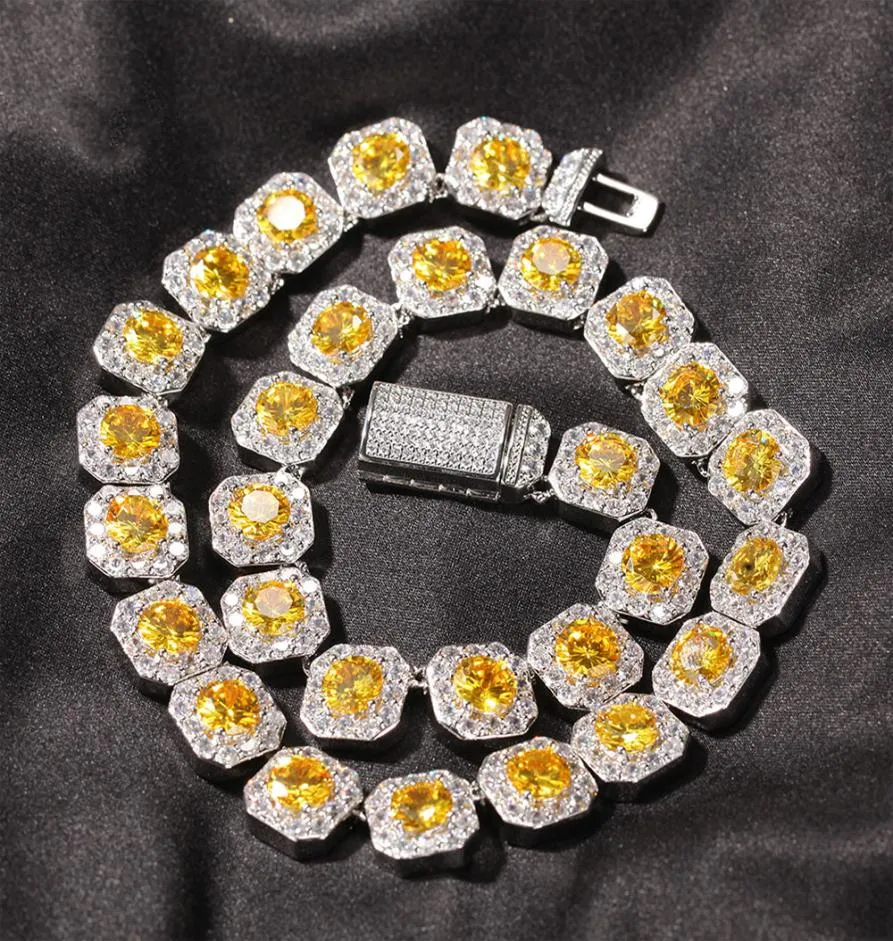 Модное ожерелье в стиле хип-хоп для мужчин и женщин, цепочка из настоящего золота, ожерелья, цепочки из циркония, унисекс, розовые, желтые, 16187160676