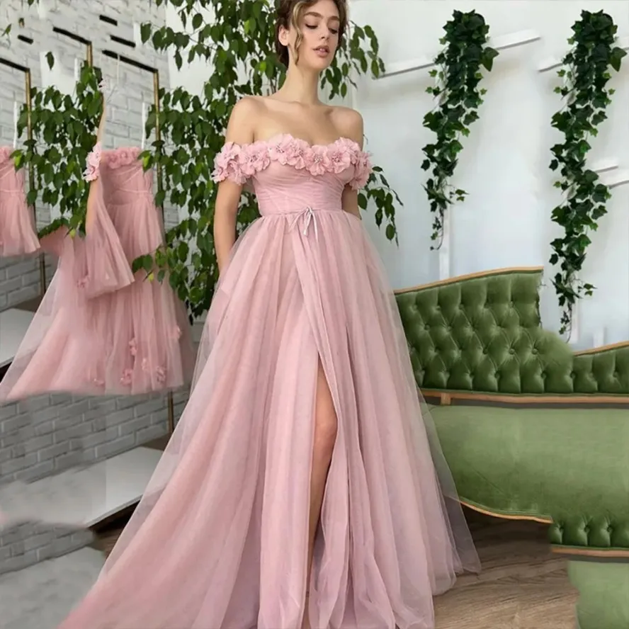 women's light pink off the shoulder dress formal Ella Light Pink Off Shoulder Prom Dress - US 6