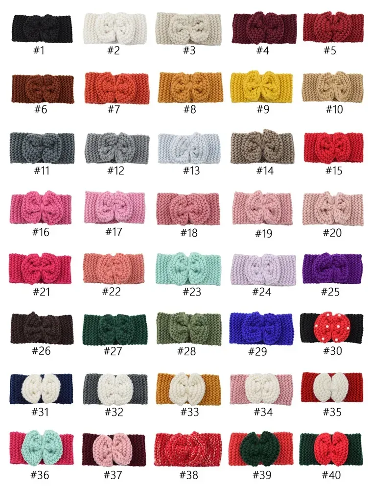 Winter Warm Baby Turban Knitted Wool Headbands Crochet Big Bow Headwear Girls Hair Accessories Newborn Infant Headwrap M3055