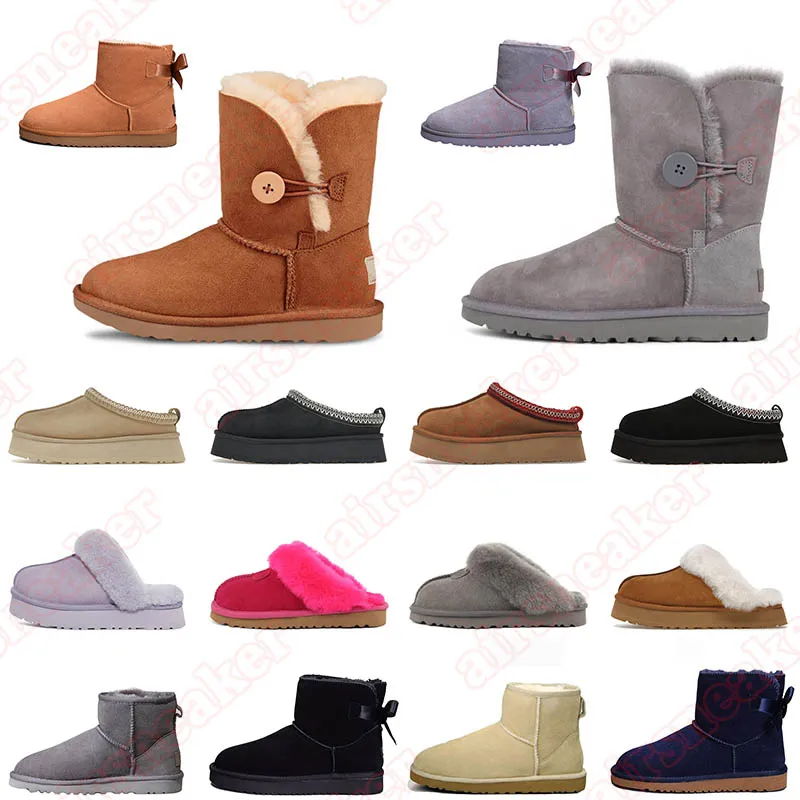 2024 Designer Australia Women Snow Ugglis Slippers Tazz Boots Uggsboot Tasman Chestnut Ultra Mini Ankle Short Bow Fur Boot Womens Loafers Booties Uggssy Shoes 36-43