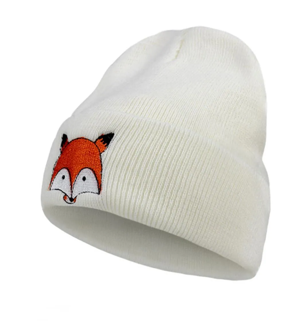 Nouvelle capuchon d'hiver en tricot, motif de renard et femmes gardent un chapeau en laine tricotée chaude mode couleur solide Hip Hop Unisexe Caps TG01316233179