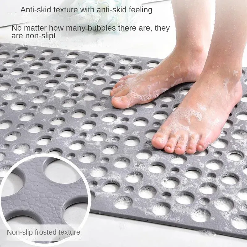 Mattor Anti-Slip Mat Porous läckage Sug Cup Anti-Slip Floor Anti-Fall Matt Bath Mats Långt badkar Matt TPE Eco-vänligt badrum 231212