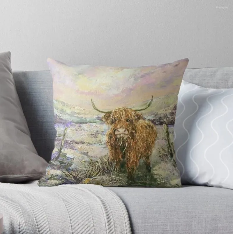 Ensemble de housse de coussin en forme de vache des Highlands, pour canapé à carreaux