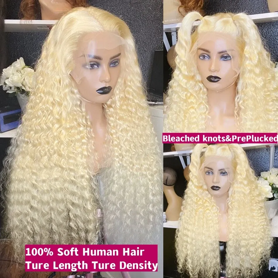 13x4 Deep Wave 613 Honey Blonde Curly Transparent Lace Frontal Perücken 180% Remy Water Wave Colored Lace Front Human Hair Wig