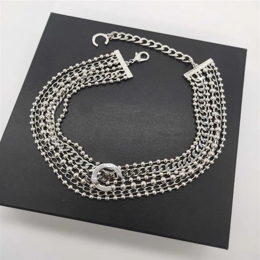 2022 Высококачественное подвесное ожерелье с шестислойными бусинами, колье, дизайн платинового цвета для женщин, свадебные украшения, подарок2739