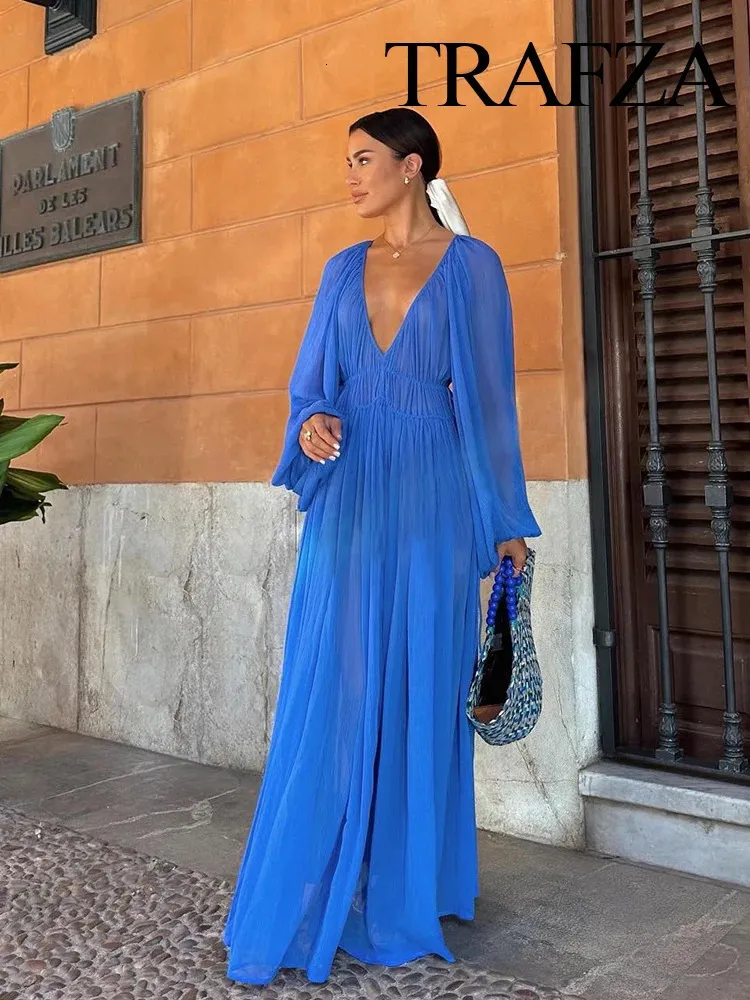 Floral Chiffon Dress, V Neck, Long Sleeve, Womens Style | DHgate