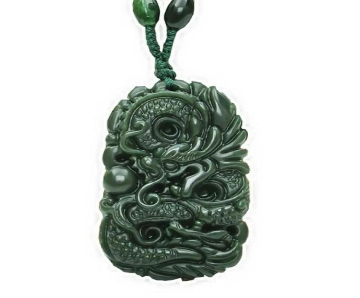 Xinjiang Hetian Jade Pendant Men039s Pendant Jade Halsband Sapphire Zodiac Dragon Jade Pendant Male Certificate9706941