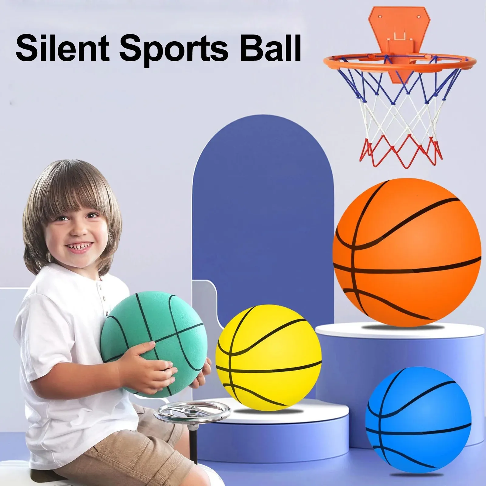 Mute Ball Indoor, Children's Silent Basketball Racket, Ball Sports Ball,  Toys Baby Sponge Ball Frame(24cm)