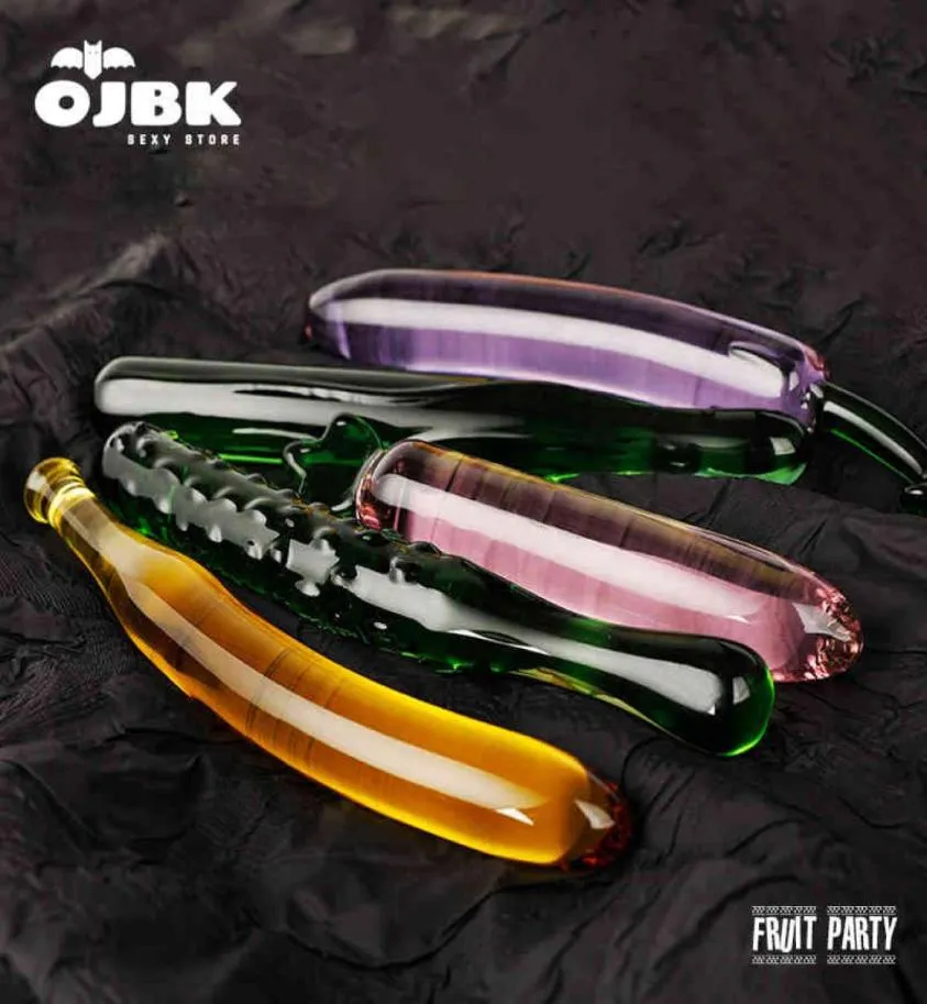 5 typer Vegetabiliska och fruktform Crystal Dildo Glass Butt Plug Cute Novelty Adult Sex Toys4258145