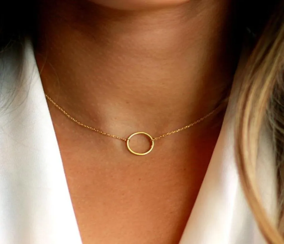 Circle Necklace Handmade Jewelry Custom Gold Filled Choker Pendants Collier Femme Kolye Collares Womens Necklaces Jewelry J1907128895587