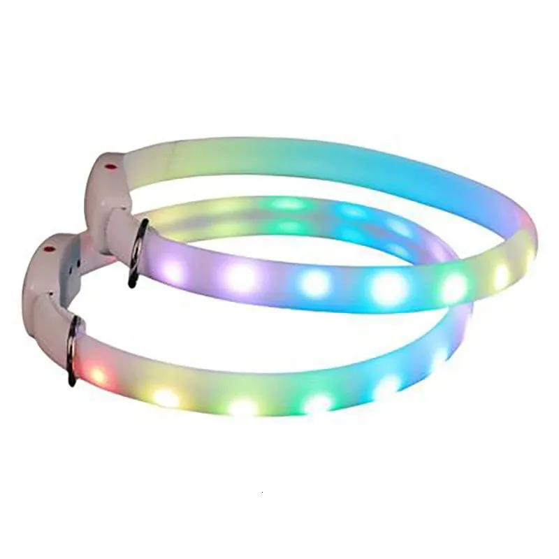 Hondentraining Gehoorzaamheid D-gesp Oplaadbare USB-halsband LED-licht Nachtveiligheid Gloeiend huisdier Lichtgevende knipperende ketting AntiLost-harnassen 231212