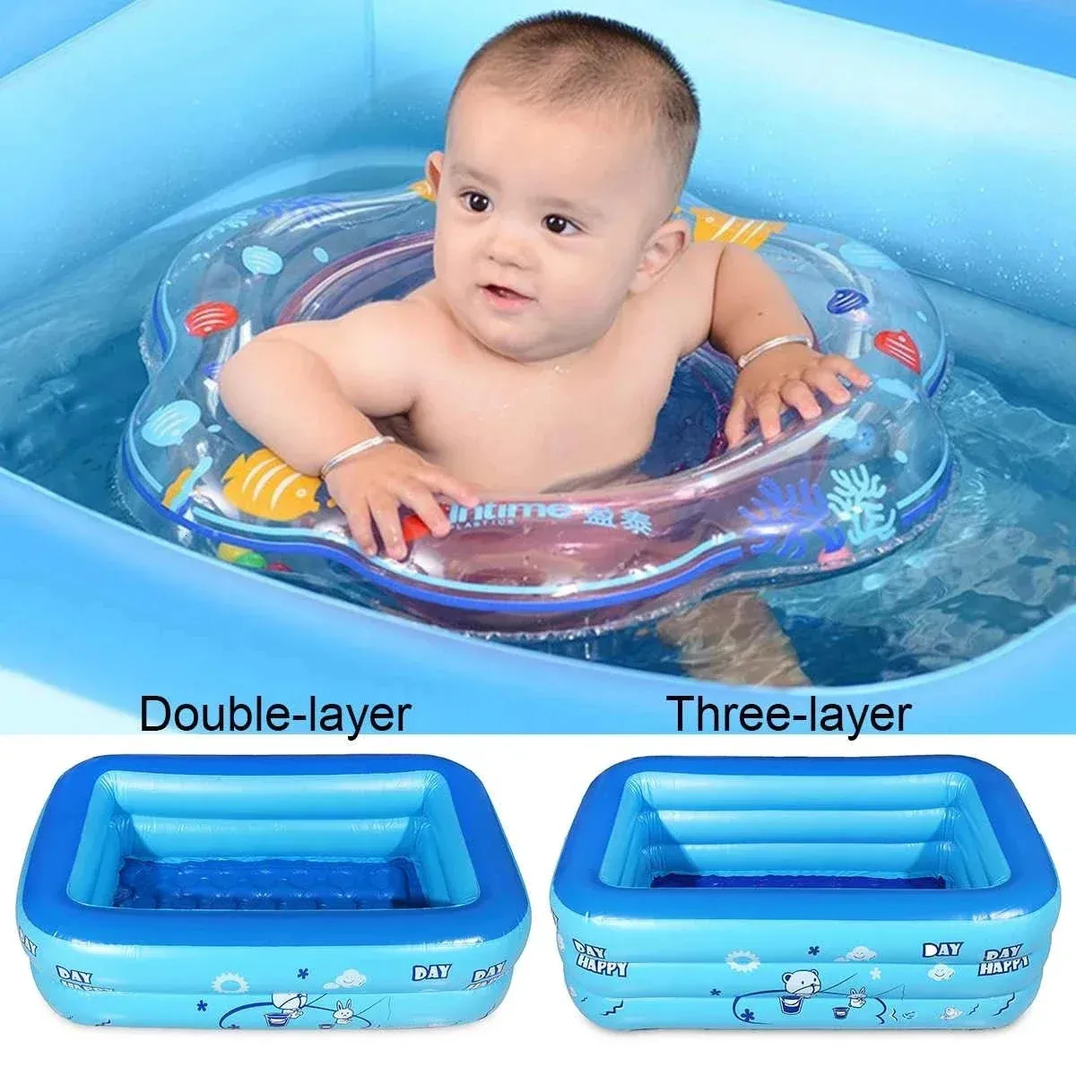 Sand Play Water Fun 120cm/130cm Inflatable Square Swimming Pool Children Inflatable Pool Bathing Tub Baby Kid Home Outdoor Large Home Outdoor Pool 231212