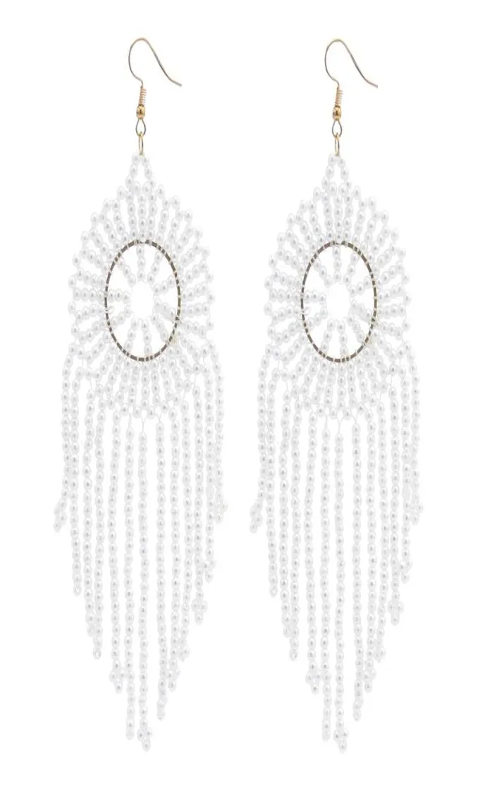Boucles d'oreilles pendantes en perles blanches élégantes, faites à la main, Imitation de perles, bijoux de fête pour femmes, 3274542