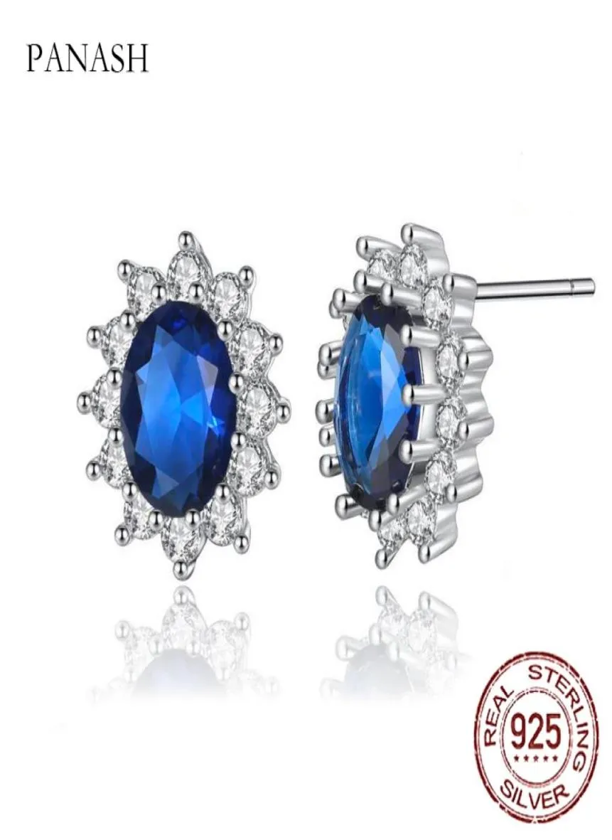 PANASH nouveau Design laboratoire saphirs bleus boucles d'oreilles Original en argent Sterling 925 bijoux cadeau pour les femmes Brincos4070319