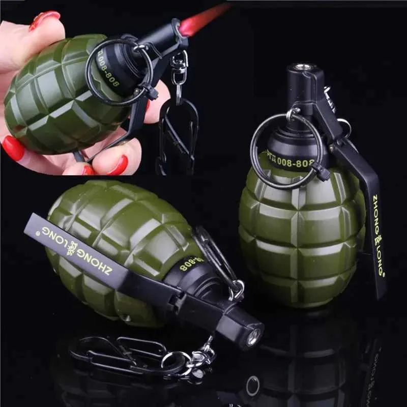 Hot Selling Creative Metal Grenade Large Simulation Prop Model Windproof Lighter Outdoor Portable Barbecue Cigar Gift for Men
