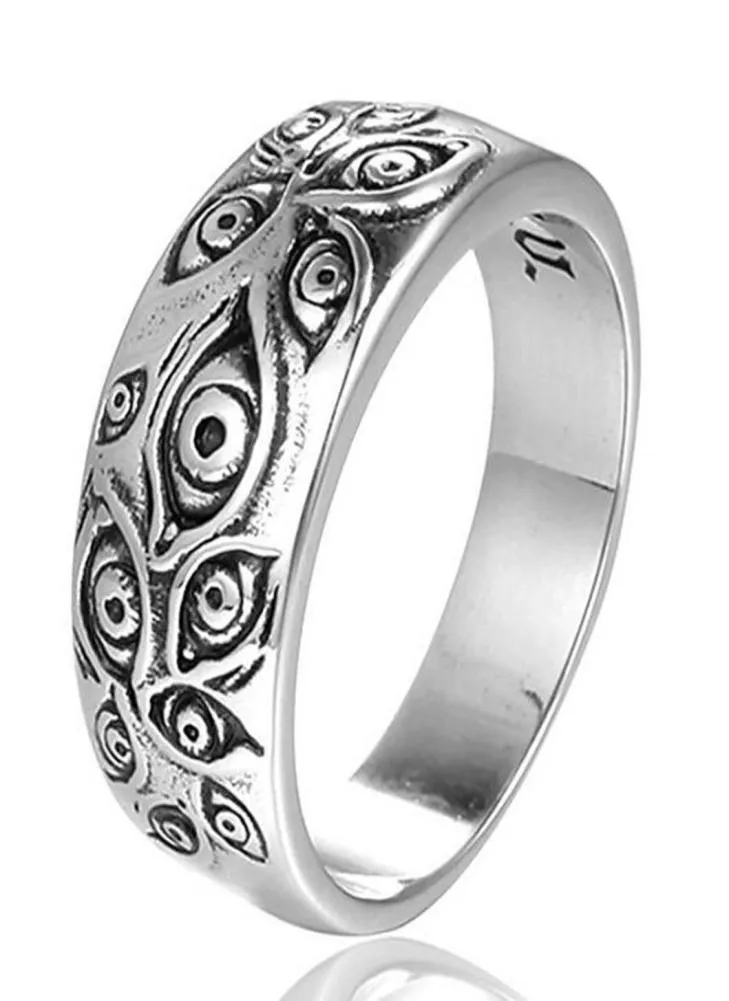 Men039s Vintage-Edelstahl-Ring mit Gravur „Auge Gottes“ in Silberton6247965