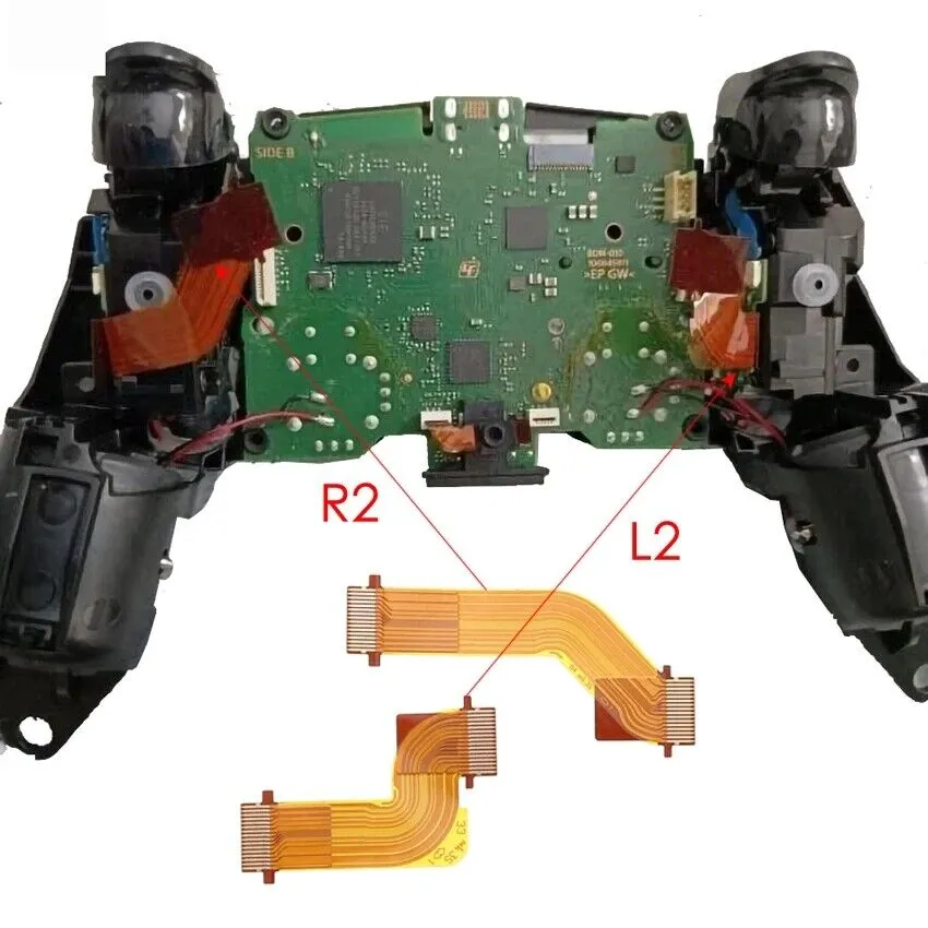 交換左右L2 R2 R2モーターコネクトリボンフレックスケーブルハンドルボタンボードPS5 V1.0コントローラーDHL FedEx UPS無料配送