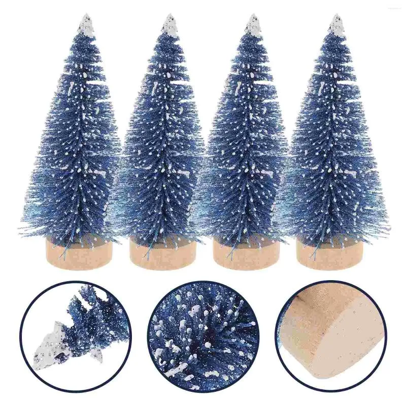 Décorations de Noël Mini arbre pins miniatures Base en bois bouteille brosse artificielle noël minuscule artisanat