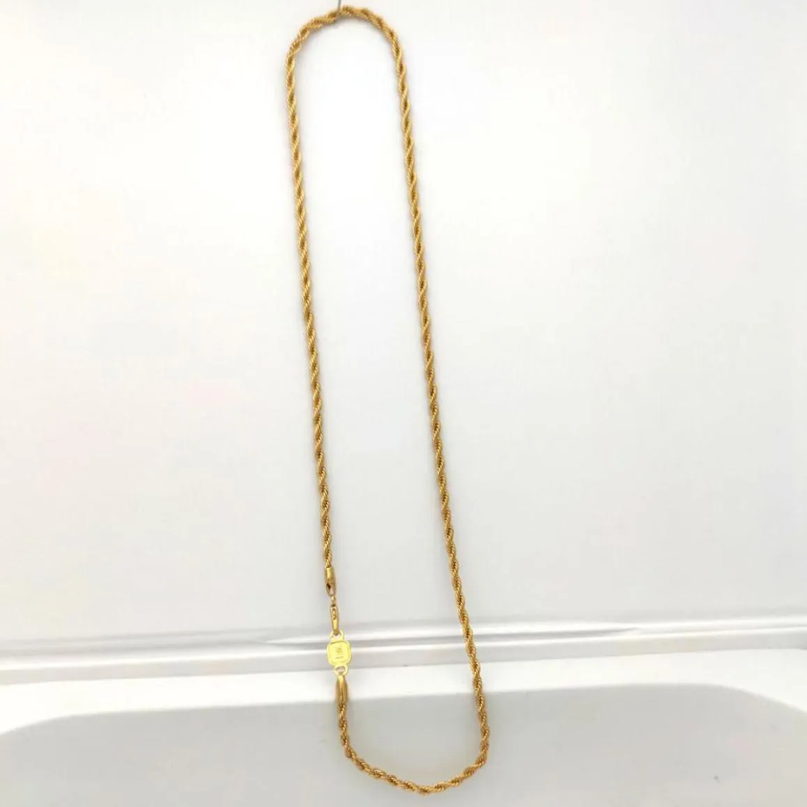 Rope Chain Necklace Connect Solid Fine Yellow 18ct THAI BAHT GF Gold 3mm Thin Cut Women50CM 20INCH2859441