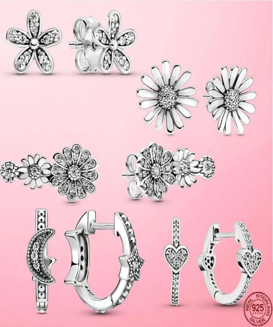 Stud High Quality 925 Silver Silver Sparkling Daisy Flower Trio Orees For Women S925 Bijoux de mode originaux2063816