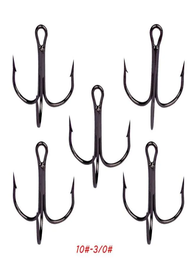 100pcslot 9 Sizes 1030 35647 Black Triple Anchor Hook High Carbon Steel Barbed Carp Fishing Hooks Fishhooks Pesca Tackle BL48820326