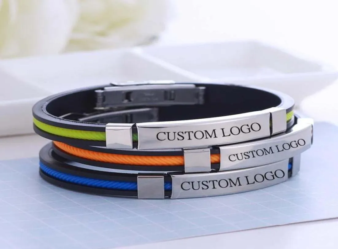 Charm Bracelets Customize DIY LOGO Pattern Name Style Fashion Trend Simplicity Men Women Silicone Bracelet Jewelry1753338