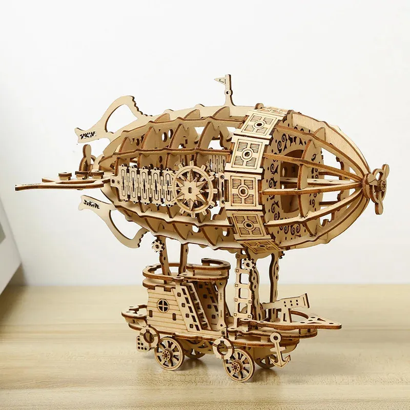 3D Puzzles Creative Airship Model Jigsaw Puzzles Model Kit Child Model Car DIY 3D Puzzle Toys For Adults Handmade Toys Wood