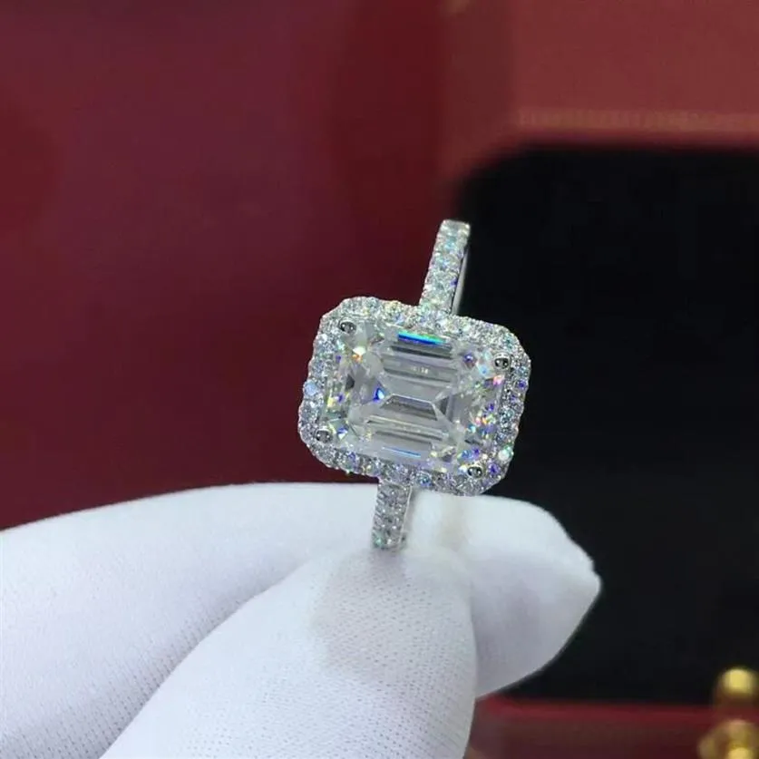 Choucong gloednieuwe prachtige luxe sieraden 925 Sterling Silver Princess Cut White Topaz CZ Diamond Gemstones Dames trouwring RI303R