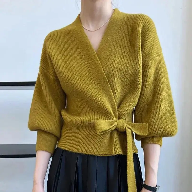 Suéteres femininos moda primavera outono inverno mulheres com decote em v de malha cardigan suéter escritório senhora pulôver casaco casual roupas menina jaqueta presente