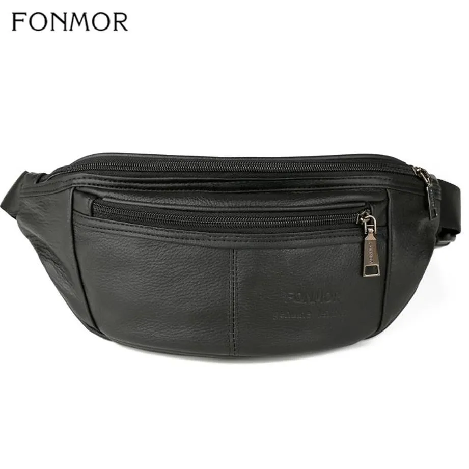 Sacs de taille Fonmor Femmes Antivol Sac Fanny Pack Véritable Ceinture En Cuir Bourse Petite Clé De Téléphone Noir Hommes Packs Unisex3231