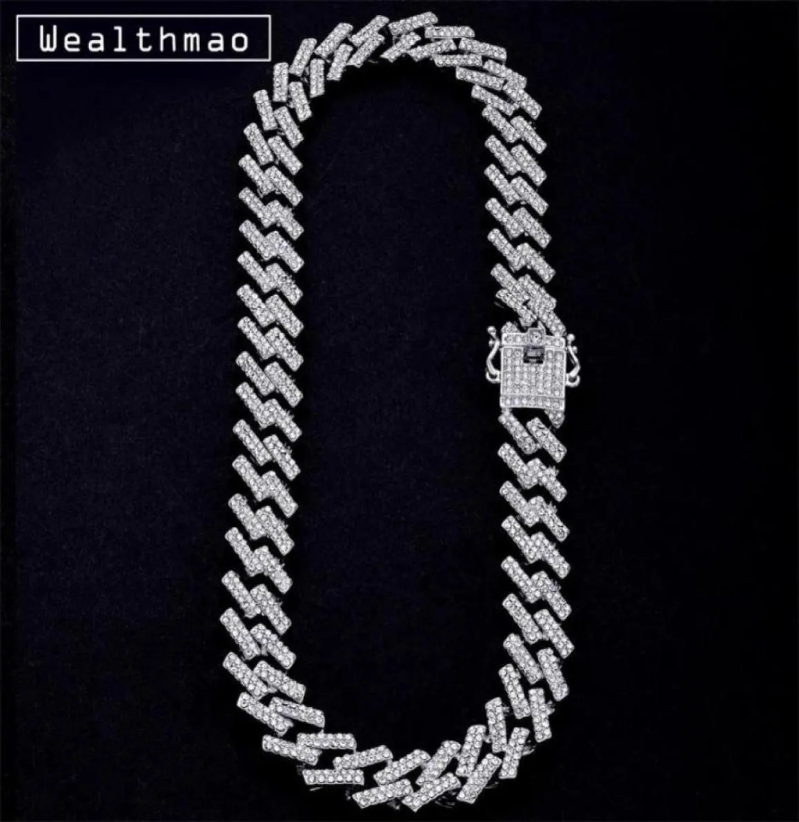 15mm isad ut prong miami curb kubanska länkkedjor halsband ctystal full strass hip hop smycken halsband för mens kedja2759459