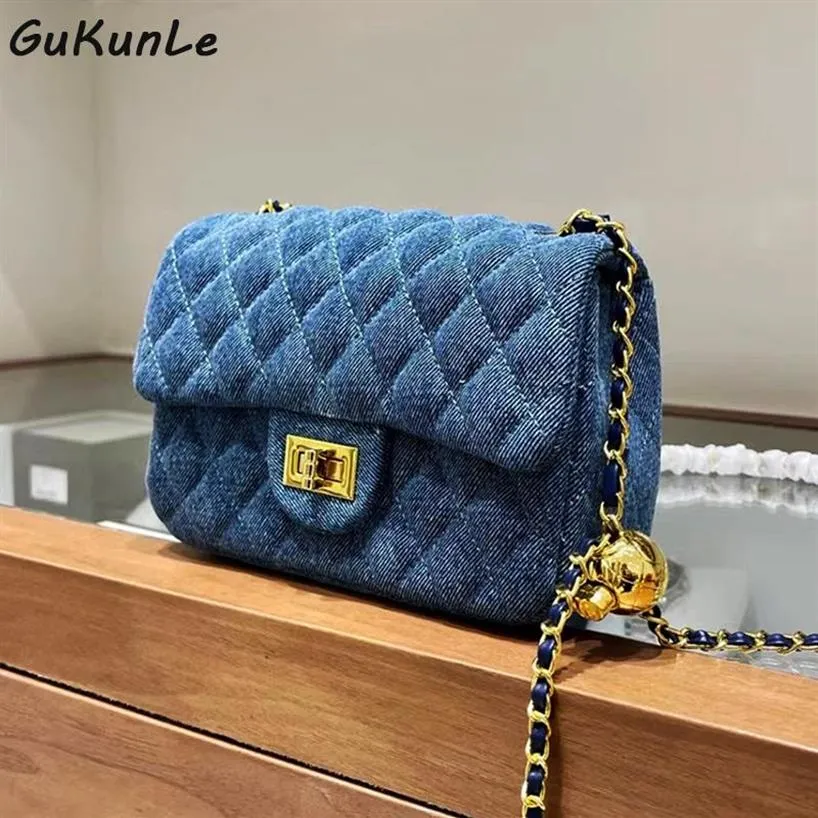 Denim quilted bag deals