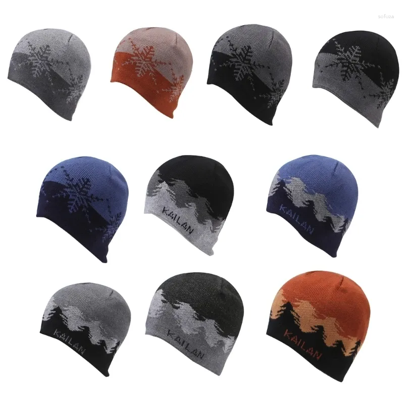 Casquettes de boule tricot motif flocon de neige bonnet adulte chapeau élastique hiver plus chaud tricoté cadeaux froids pour étudiants adolescents