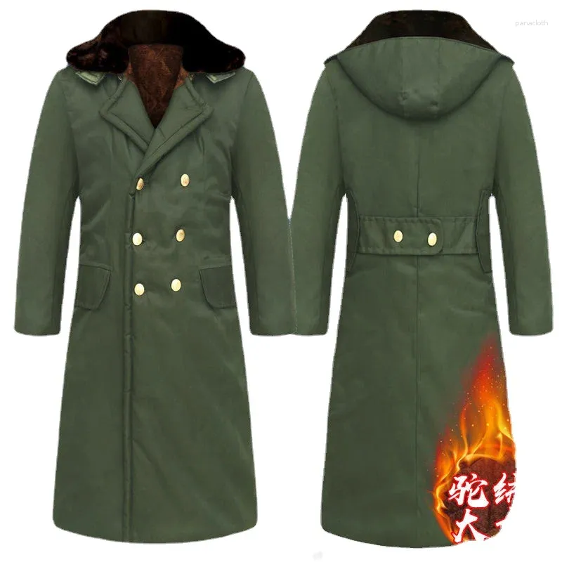 女性用トレンチコート長い軍用綿オーバーコートジャケット暖かい風のぬいぐるみと厚い労働保護