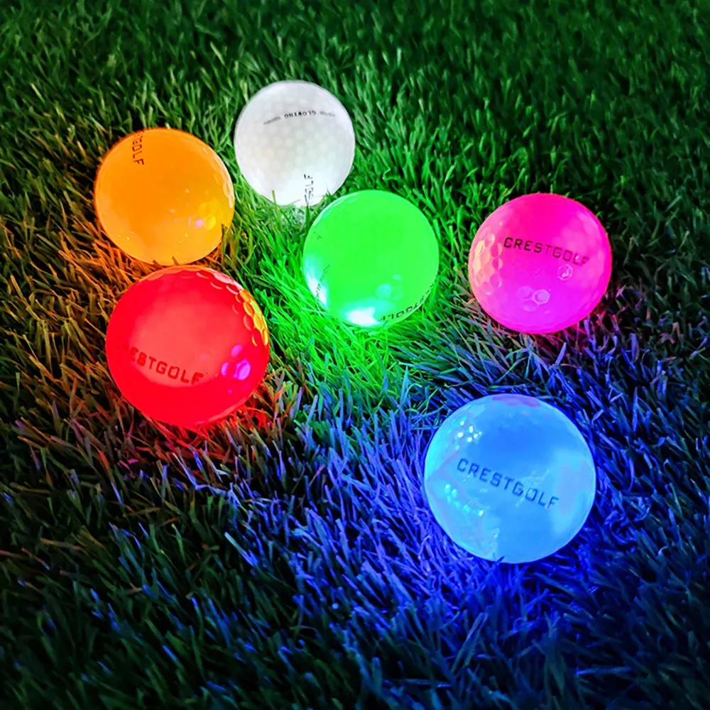 Golfbollar 6st Glöd i det mörka ljuset upp lysande led golfbollar 4 inbyggda lampor för nattövning gåva för golfare 231213